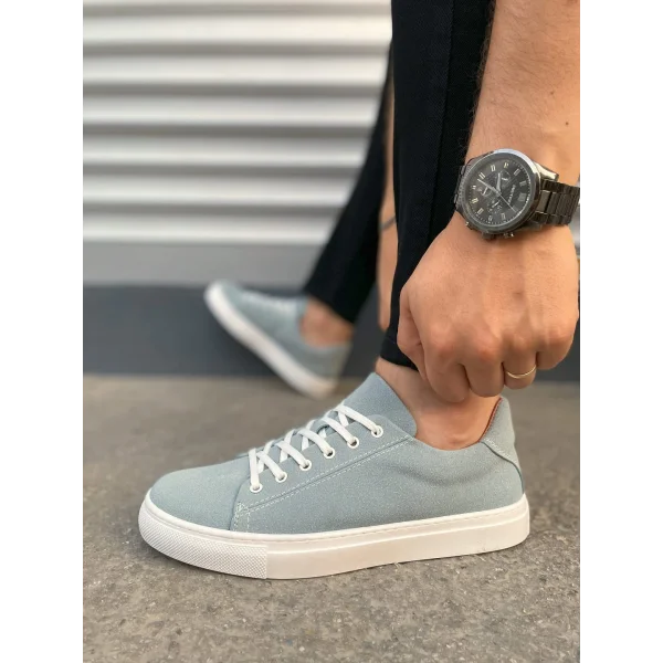 JY122 Mode Bağcıklı Süet Erkek Günlük Sneaker Ayakkabı SBT - Mavi