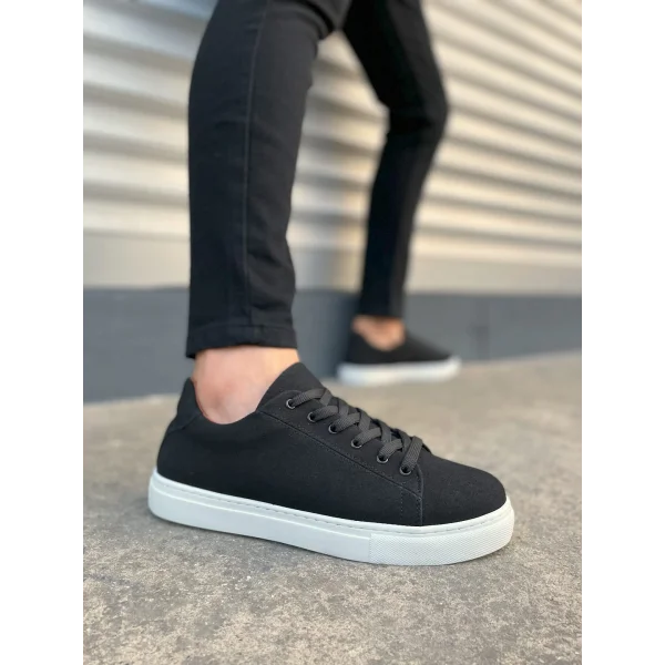 JY122 Mode Bağcıklı Süet Erkek Günlük Sneaker Ayakkabı SBT - Siyah