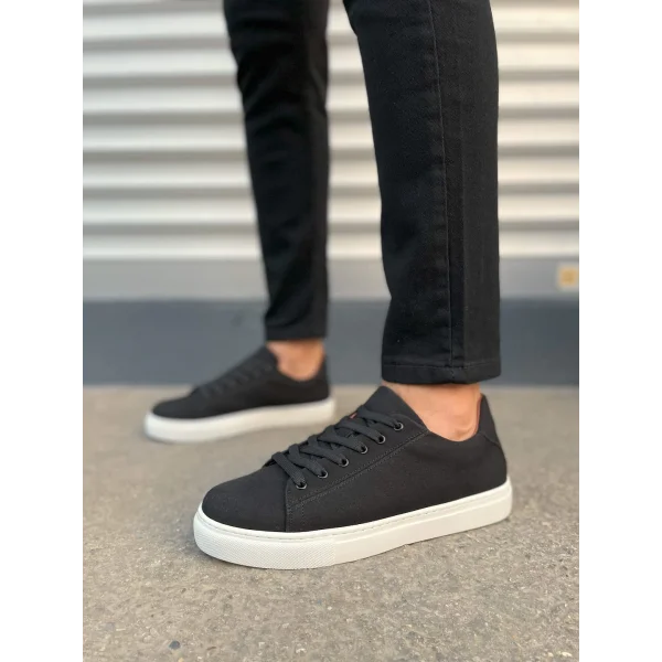JY122 Mode Bağcıklı Süet Erkek Günlük Sneaker Ayakkabı SBT - Siyah