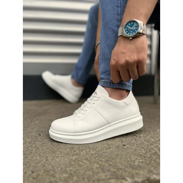 JY151 Boost Bağcıklı Cilt Erkek Günlük Sneaker Ayakkabı CBT - Beyaz