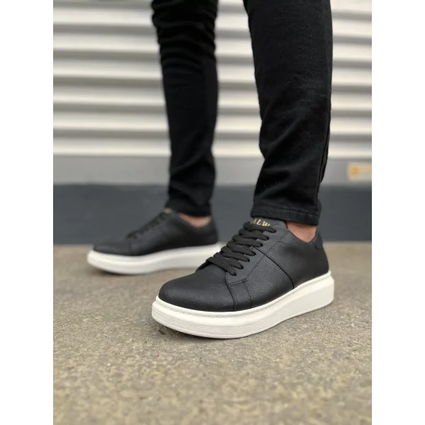 JY151 Boost Bağcıklı Cilt Erkek Günlük Sneaker Ayakkabı CBT - Siyah