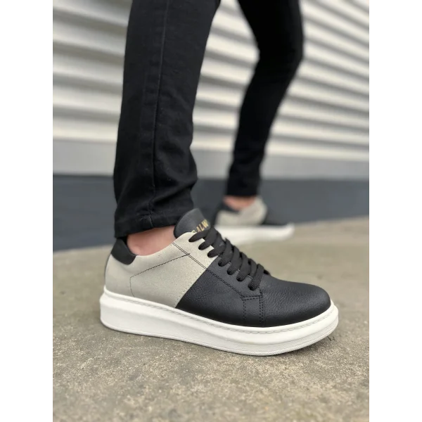 JY151 Boost Bağcıklı Cilt Süet Erkek Günlük Sneaker Ayakkabı CSBT - Siyah/Gri