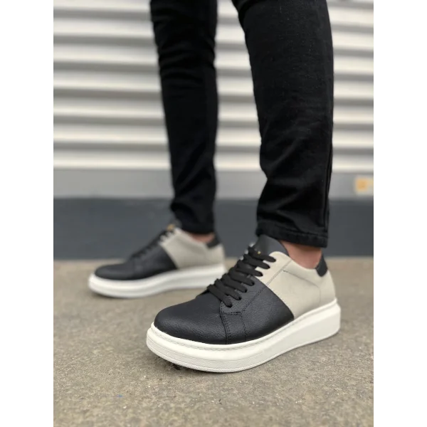 JY151 Boost Bağcıklı Cilt Süet Erkek Günlük Sneaker Ayakkabı CSBT - Siyah/Gri