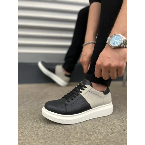 JY151 Boost Bağcıklı Cilt Süet Erkek Günlük Sneaker Ayakkabı CSBT - Siyah/Gri