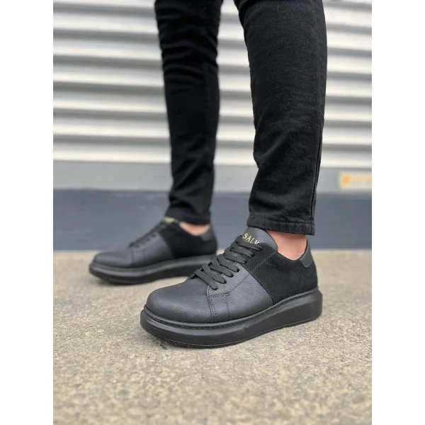 JY151 Boost Bağcıklı Cilt Süet Erkek Günlük Sneaker Ayakkabı CSST - Siyah