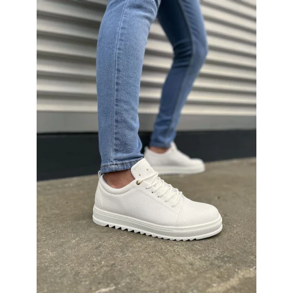 JY152 Cool Bağcıklı Cilt Erkek Günlük Spor Klasik Ayakkabı CBT - Beyaz