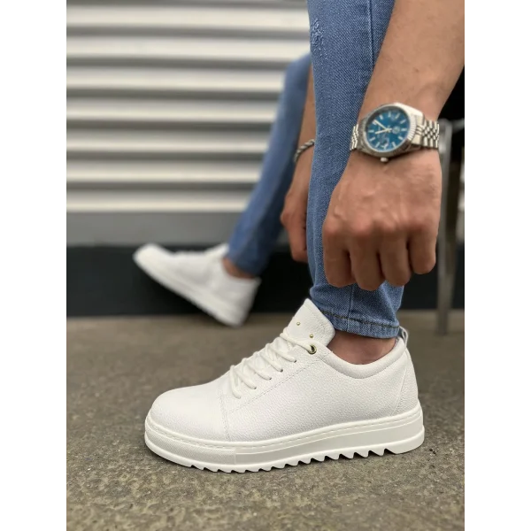 JY152 Cool Bağcıklı Cilt Erkek Günlük Spor Klasik Ayakkabı CBT - Beyaz