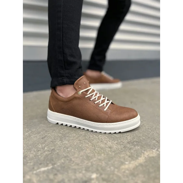 JY152 Cool Bağcıklı Cilt Erkek Günlük Spor Klasik Ayakkabı CBT - Taba