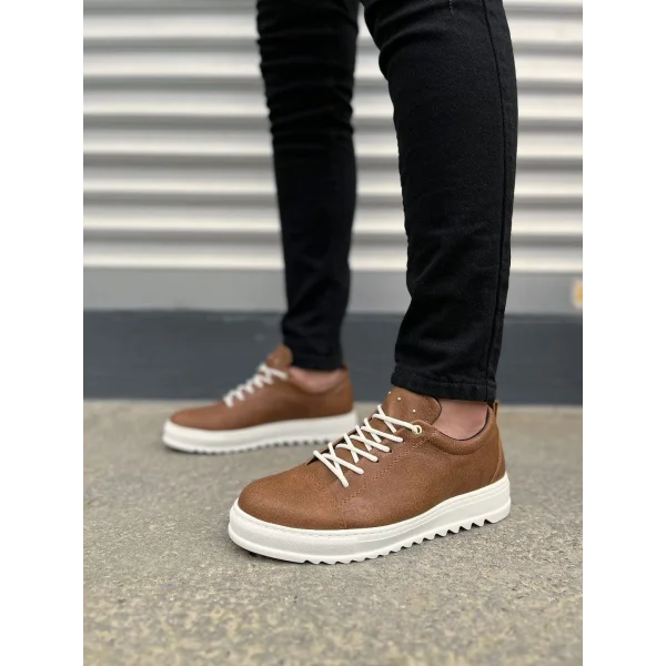 JY152 Cool Bağcıklı Cilt Erkek Günlük Spor Klasik Ayakkabı CBT - Taba