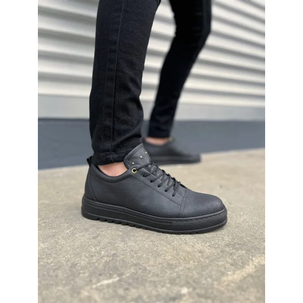 JY152 Cool Bağcıklı Cilt Erkek Günlük Spor Klasik Ayakkabı CST - Siyah