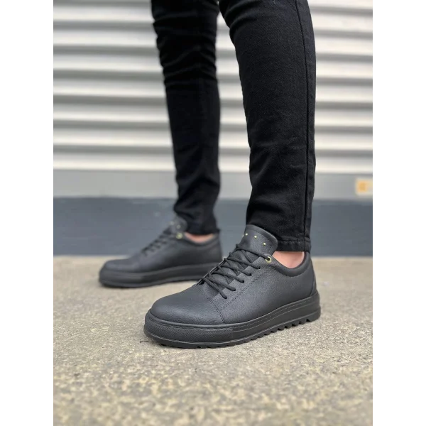 JY152 Cool Bağcıklı Cilt Erkek Günlük Spor Klasik Ayakkabı CST - Siyah