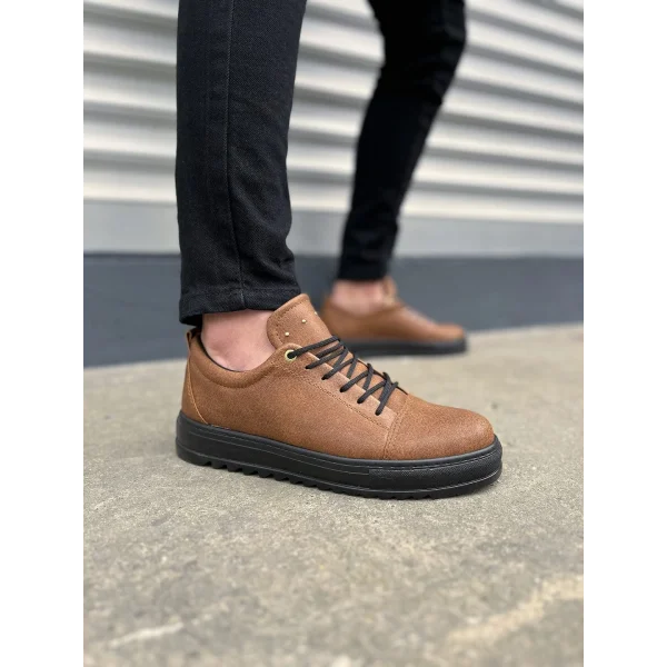 JY152 Cool Bağcıklı Cilt Erkek Günlük Spor Klasik Ayakkabı CST - Taba