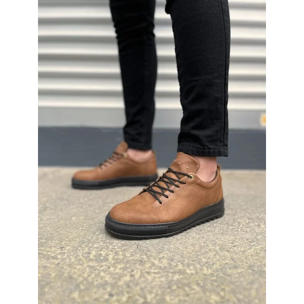 JY152 Cool Bağcıklı Cilt Erkek Günlük Spor Klasik Ayakkabı CST - Taba