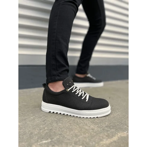 JY152 Cool Bağcıklı Keten Erkek Günlük Spor Klasik Ayakkabı KBT - Siyah