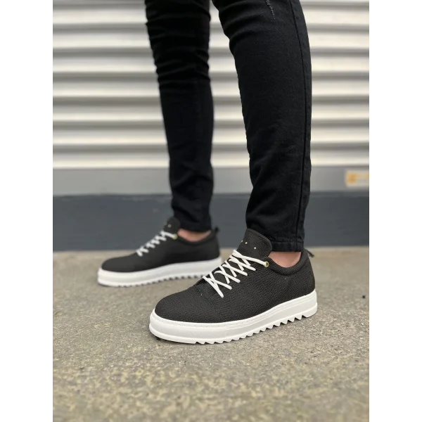 JY152 Cool Bağcıklı Keten Erkek Günlük Spor Klasik Ayakkabı KBT - Siyah