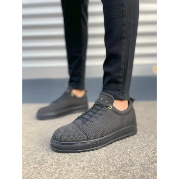 JY152 Cool Bağcıklı Keten Erkek Günlük Spor Klasik Ayakkabı KST - Siyah