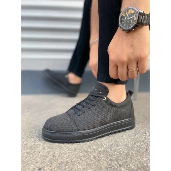 JY152 Cool Bağcıklı Keten Erkek Günlük Spor Klasik Ayakkabı KST - Siyah
