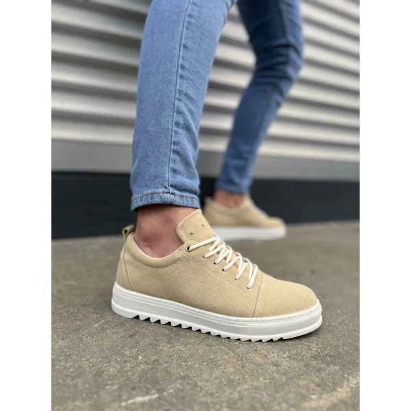 JY152 Cool Bağcıklı Süet Erkek Günlük Spor Klasik Ayakkabı SBT - Krem