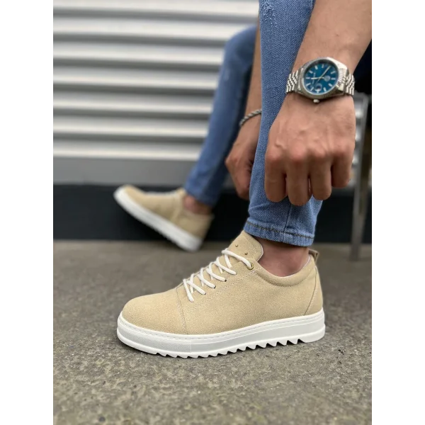 JY152 Cool Bağcıklı Süet Erkek Günlük Spor Klasik Ayakkabı SBT - Krem