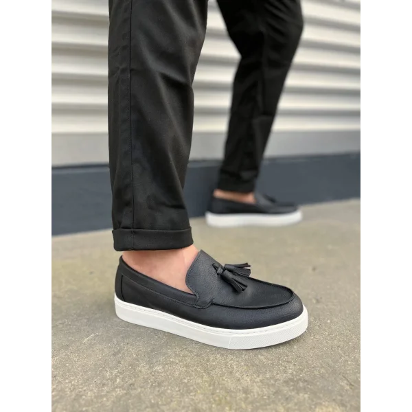 JY153 Bloom Bağcıksız Püsküllü Cilt Erkek Günlük Spor Klasik Ayakkabı CBT - Siyah