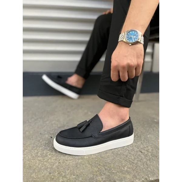 JY153 Bloom Bağcıksız Püsküllü Cilt Erkek Günlük Spor Klasik Ayakkabı CBT - Siyah