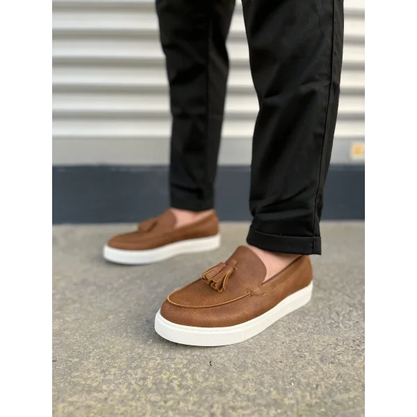 JY153 Bloom Bağcıksız Püsküllü Cilt Erkek Günlük Spor Klasik Ayakkabı CBT - Taba