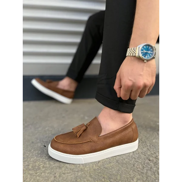 JY153 Bloom Bağcıksız Püsküllü Cilt Erkek Günlük Spor Klasik Ayakkabı CBT - Taba