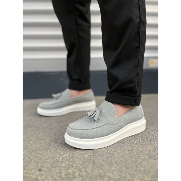 JY154 Blaze Bağcıksız Püsküllü Süet Erkek Günlük Spor Klasik Ayakkabı SBT - Gri