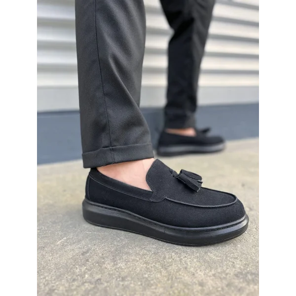 JY154 Blaze Bağcıksız Püsküllü Süet Erkek Günlük Spor Klasik Ayakkabı SST - Siyah