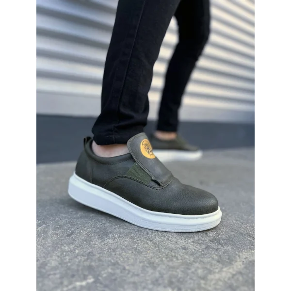 JY161 Hippo Bağcıksız Cilt Erkek Günlük Sneaker Ayakkabı CBT - Haki