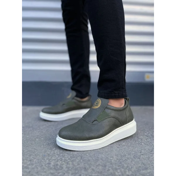 JY161 Hippo Bağcıksız Cilt Erkek Günlük Sneaker Ayakkabı CBT - Haki