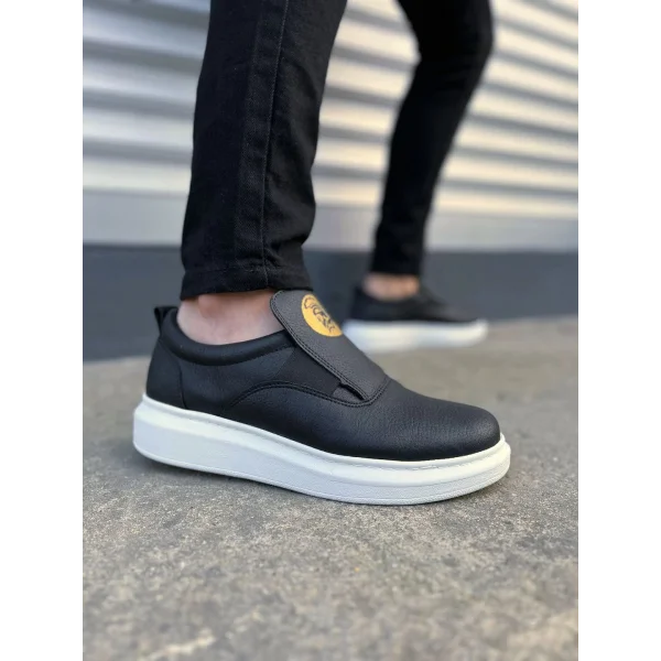 JY161 Hippo Bağcıksız Cilt Erkek Günlük Sneaker Ayakkabı CBT - Siyah