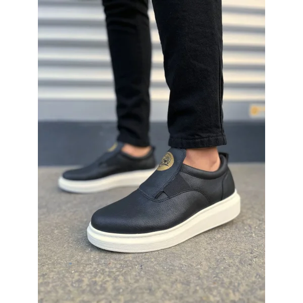 JY161 Hippo Bağcıksız Cilt Erkek Günlük Sneaker Ayakkabı CBT - Siyah