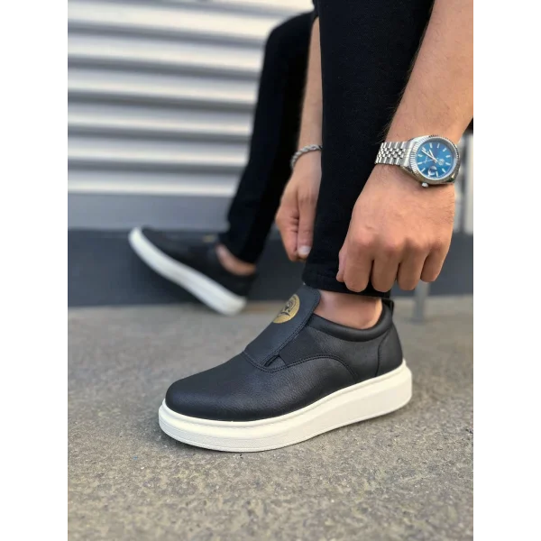 JY161 Hippo Bağcıksız Cilt Erkek Günlük Sneaker Ayakkabı CBT - Siyah