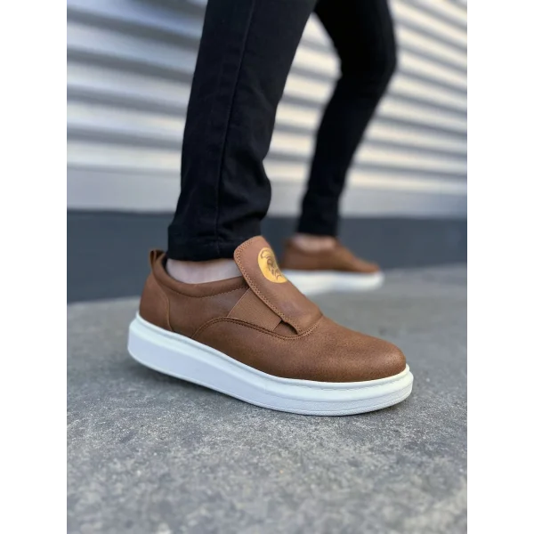 JY161 Hippo Bağcıksız Cilt Erkek Günlük Sneaker Ayakkabı CBT - Taba
