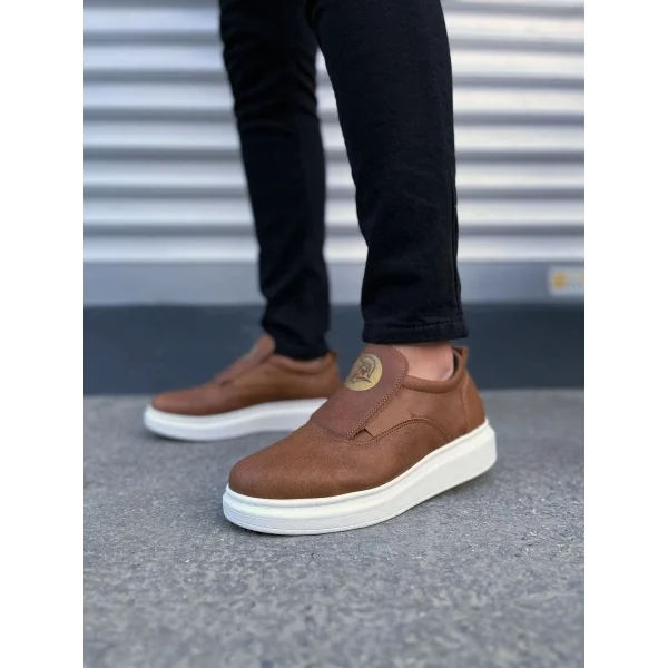JY161 Hippo Bağcıksız Cilt Erkek Günlük Sneaker Ayakkabı CBT - Taba