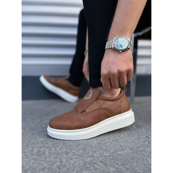 JY161 Hippo Bağcıksız Cilt Erkek Günlük Sneaker Ayakkabı CBT - Taba