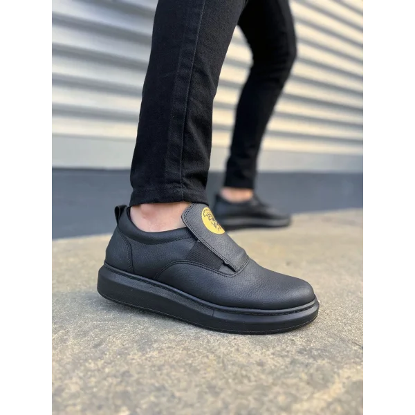 JY161 Hippo Bağcıksız Cilt Erkek Günlük Sneaker Ayakkabı CST - Siyah