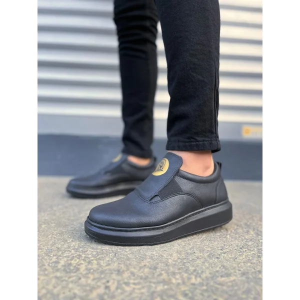 JY161 Hippo Bağcıksız Cilt Erkek Günlük Sneaker Ayakkabı CST - Siyah