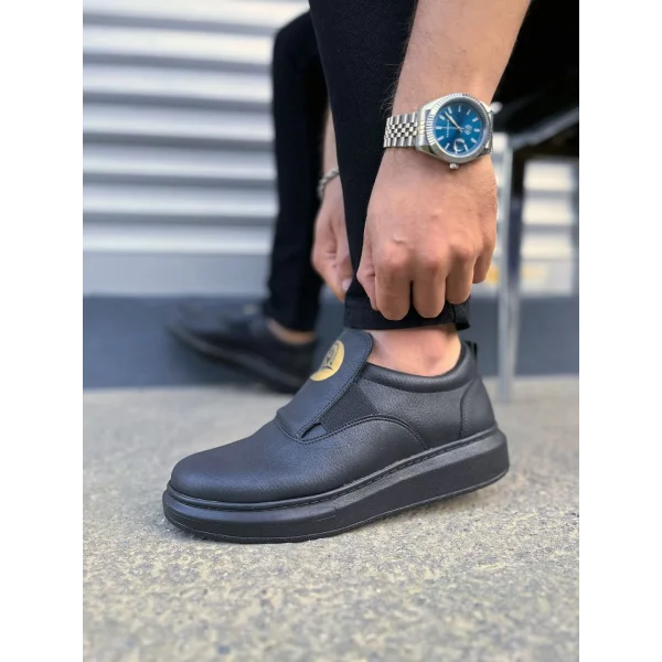 JY161 Hippo Bağcıksız Cilt Erkek Günlük Sneaker Ayakkabı CST - Siyah