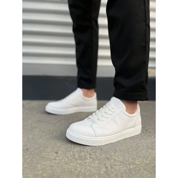 JY165 Elite Bağcıklı Cilt Erkek Günlük Sneaker Ayakkabı CBT - Beyaz