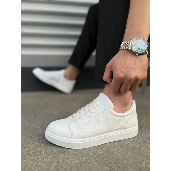 JY165 Elite Bağcıklı Cilt Erkek Günlük Sneaker Ayakkabı CBT - Beyaz