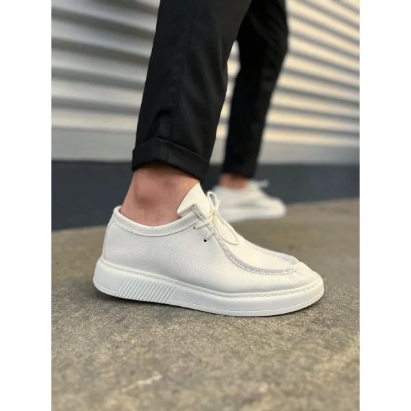 JY170 Tornado Bağcıklı Cilt Erkek Günlük Spor Klasik Ayakkabı CBT - Beyaz