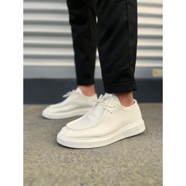 JY170 Tornado Bağcıklı Cilt Erkek Günlük Spor Klasik Ayakkabı CBT - Beyaz