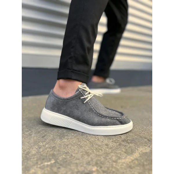 JY170 Tornado Bağcıklı Süet Erkek Günlük Spor Klasik Ayakkabı SBT - Gri