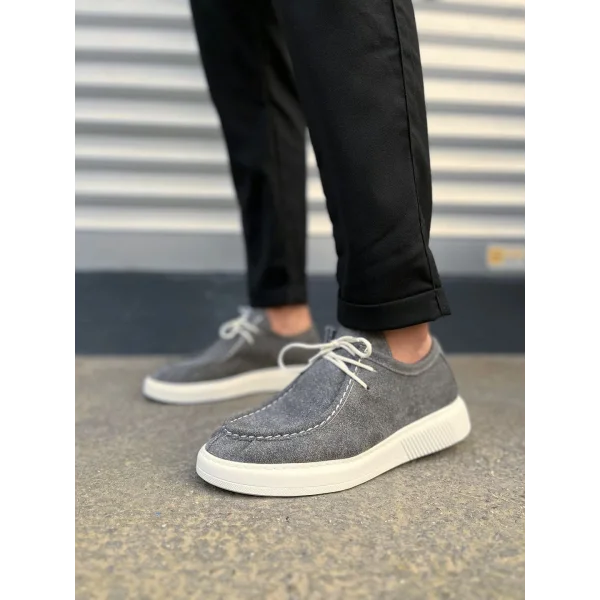 JY170 Tornado Bağcıklı Süet Erkek Günlük Spor Klasik Ayakkabı SBT - Gri