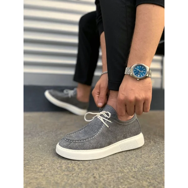JY170 Tornado Bağcıklı Süet Erkek Günlük Spor Klasik Ayakkabı SBT - Gri