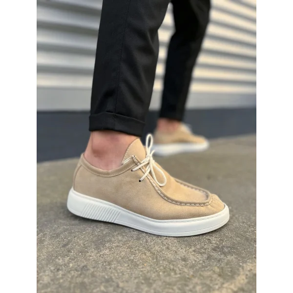 JY170 Tornado Bağcıklı Süet Erkek Günlük Spor Klasik Ayakkabı SBT - Krem