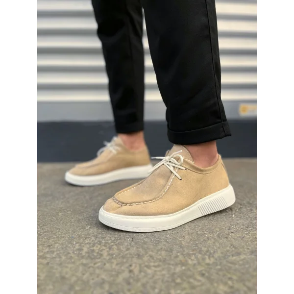 JY170 Tornado Bağcıklı Süet Erkek Günlük Spor Klasik Ayakkabı SBT - Krem