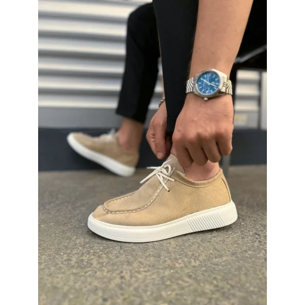 JY170 Tornado Bağcıklı Süet Erkek Günlük Spor Klasik Ayakkabı SBT - Krem